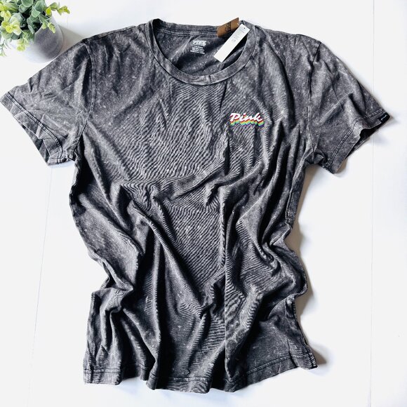 Victoria's Secret PINK, Gray Washed Oversize T Shirt New With Tags, Distressed - Picture 2 of 6